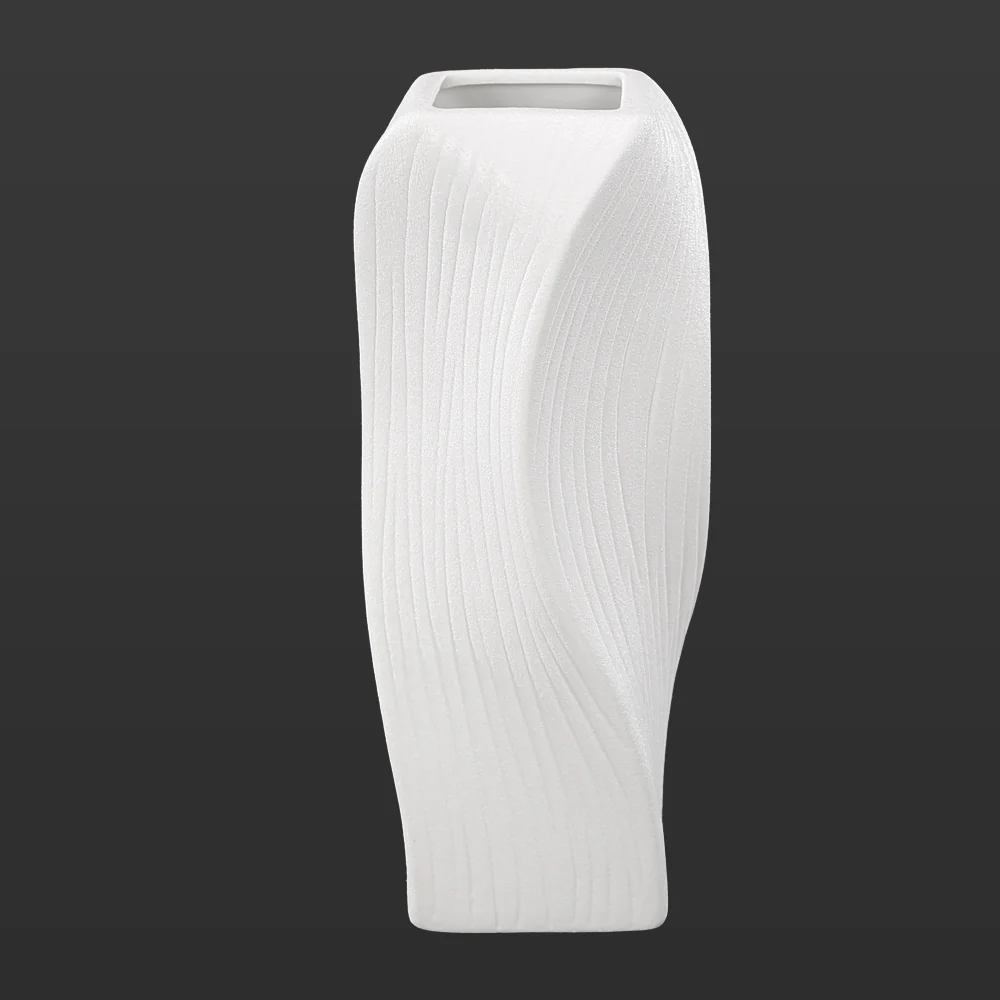 Wave-Form White Ceramic Vase - Image 3