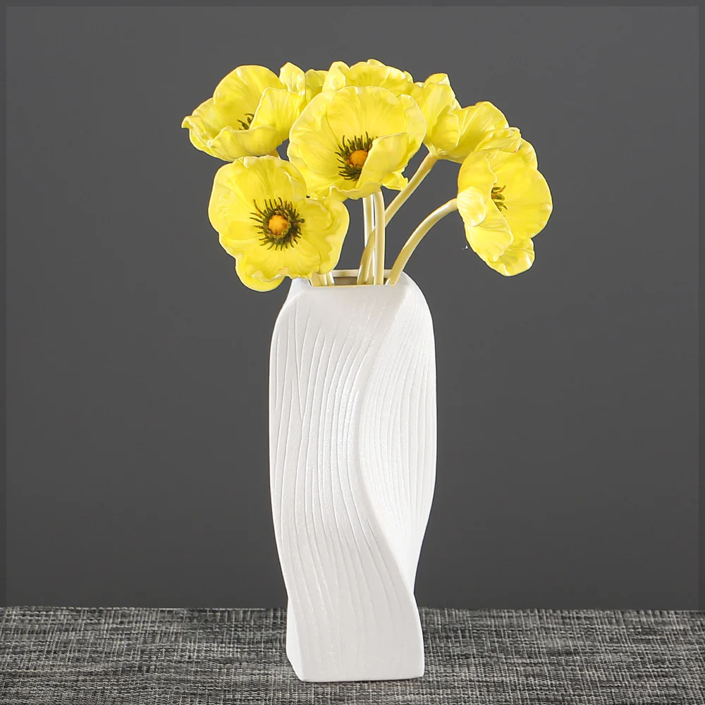Wave-Form White Ceramic Vase - Image 4