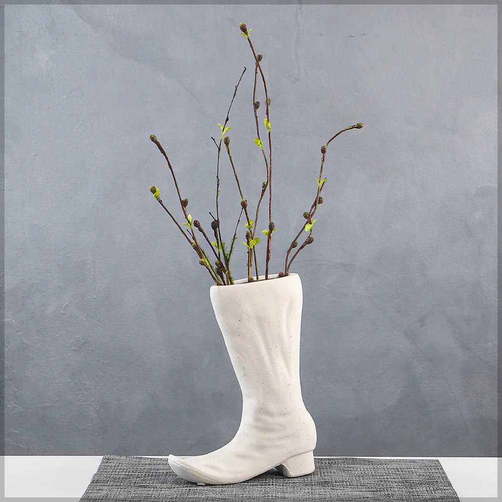 White Boots Design Ceramic Vase - Image 3