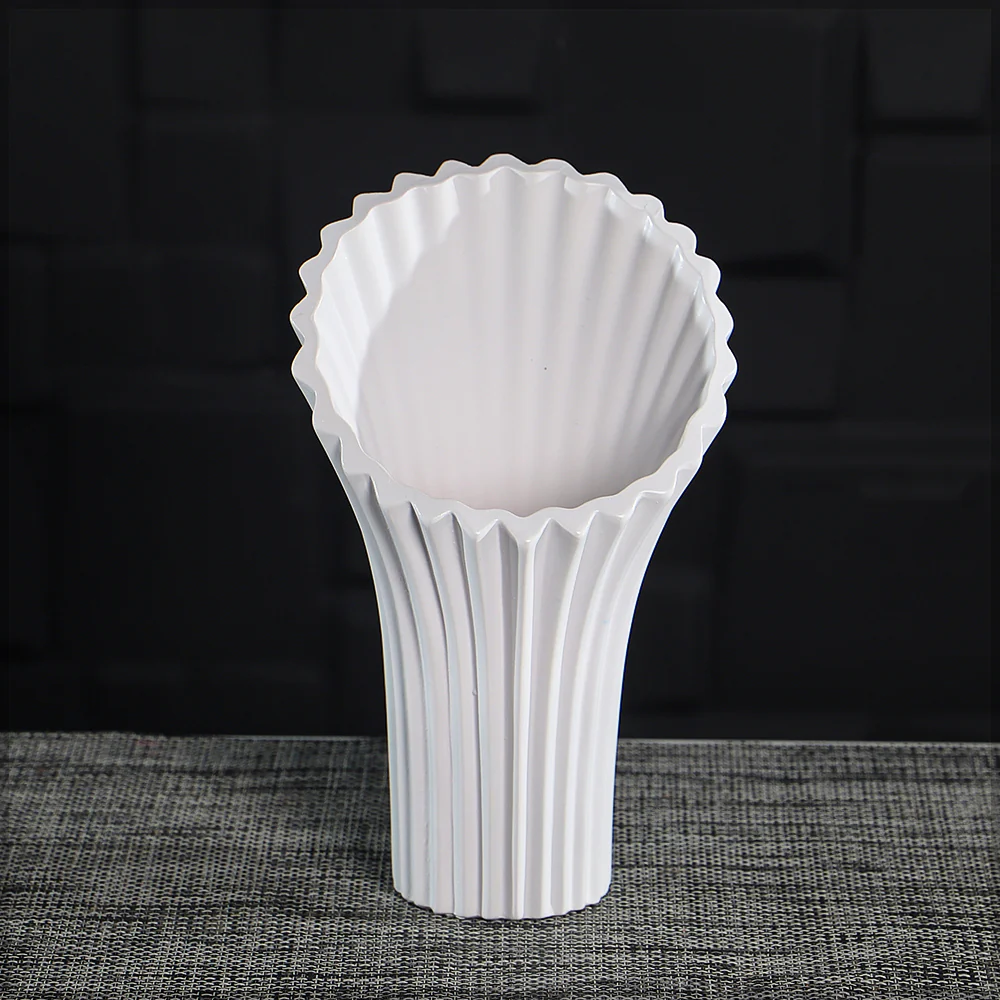 White Ceramic Wide Mouth Vase