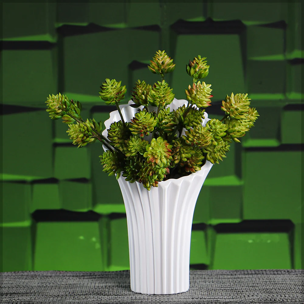 White Ceramic Wide Mouth Vase - Image 4