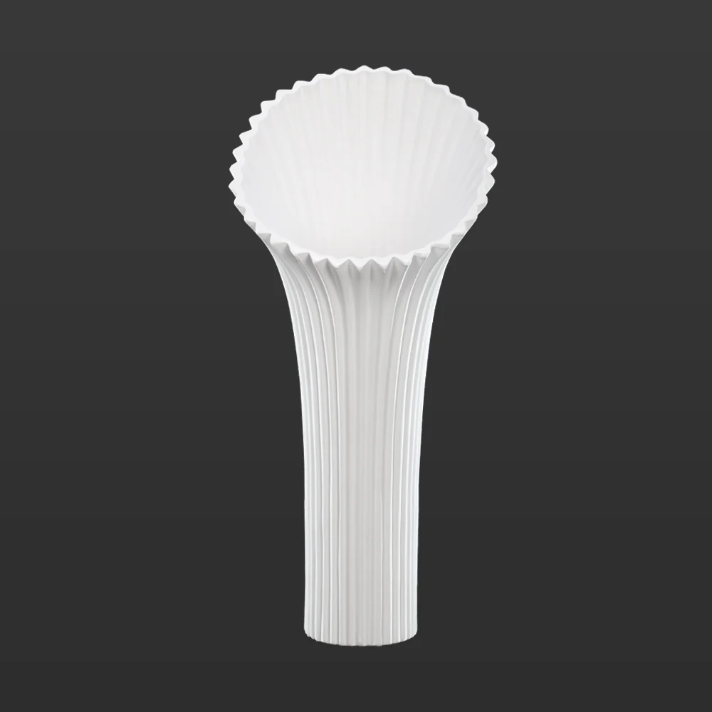 White Ceramic Wide Mouth Vase - Image 7