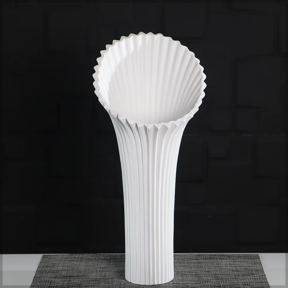 White Ceramic Wide Mouth Vase - Image 9