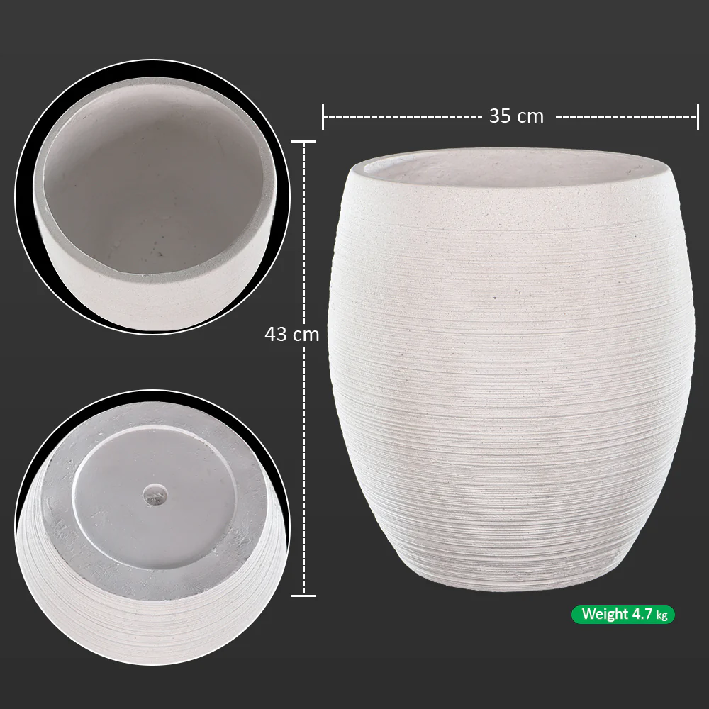 White Concrete Egg Design Planter - Image 12