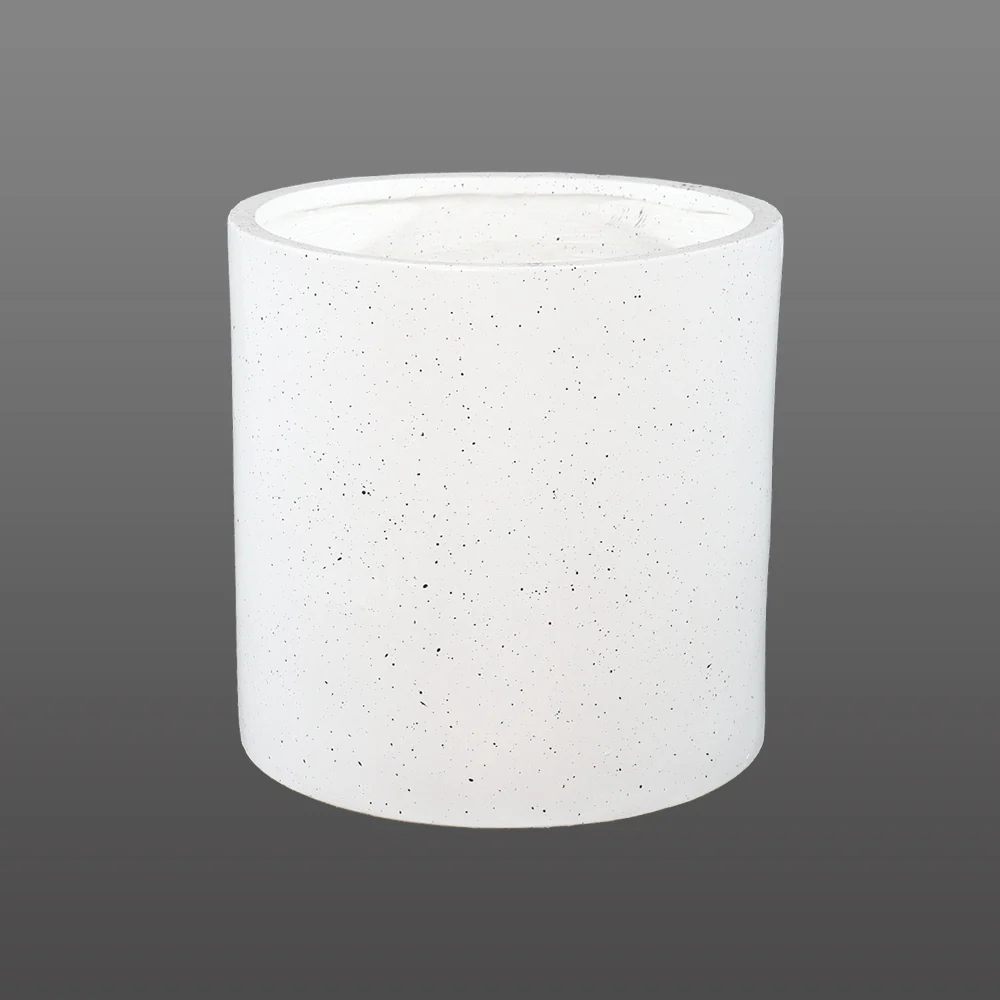 White Cylinder Concrete Planter