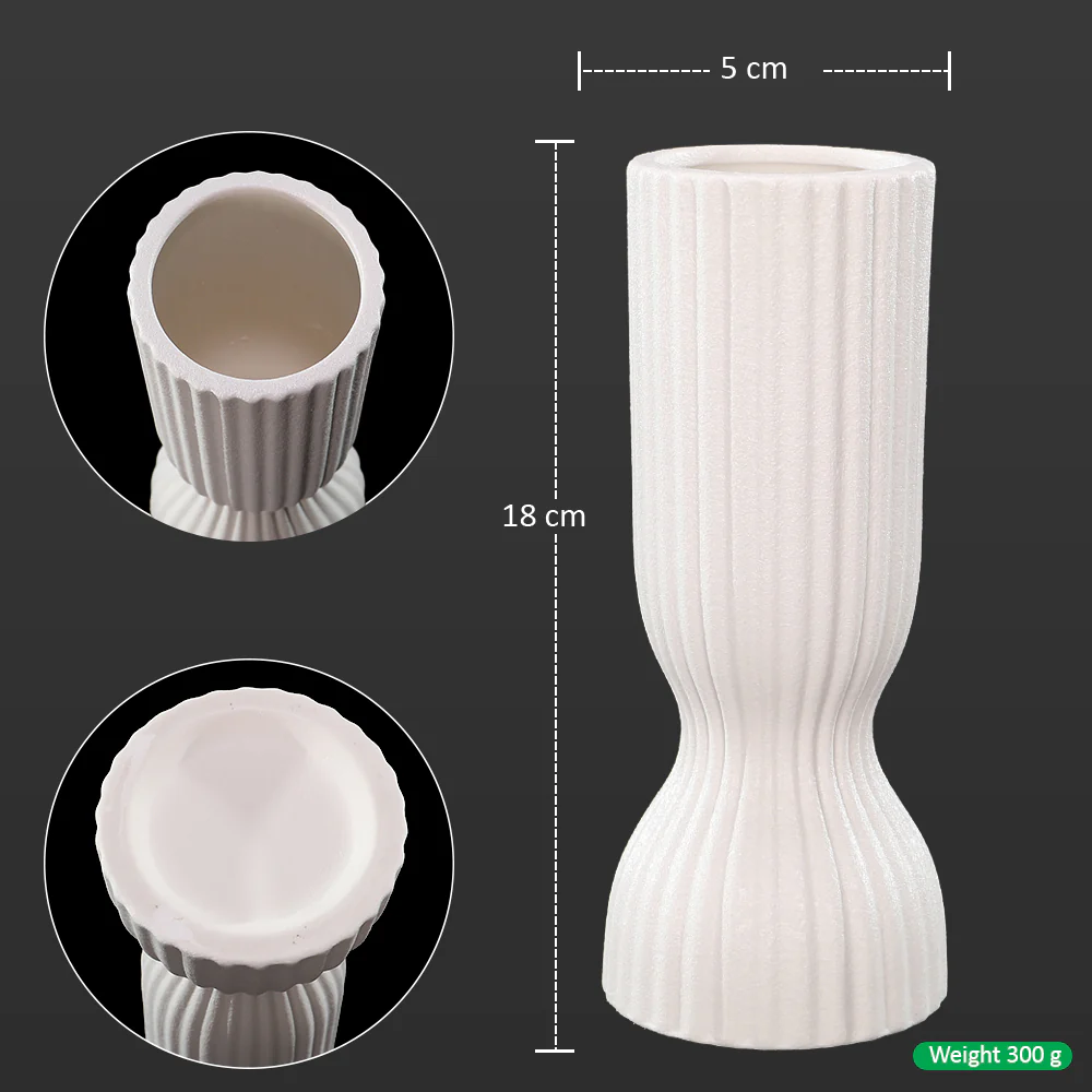 White Pleated Ceramic Vase - Image 2