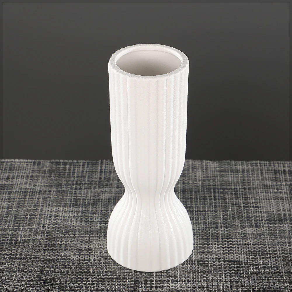 White Pleated Ceramic Vase - Image 3