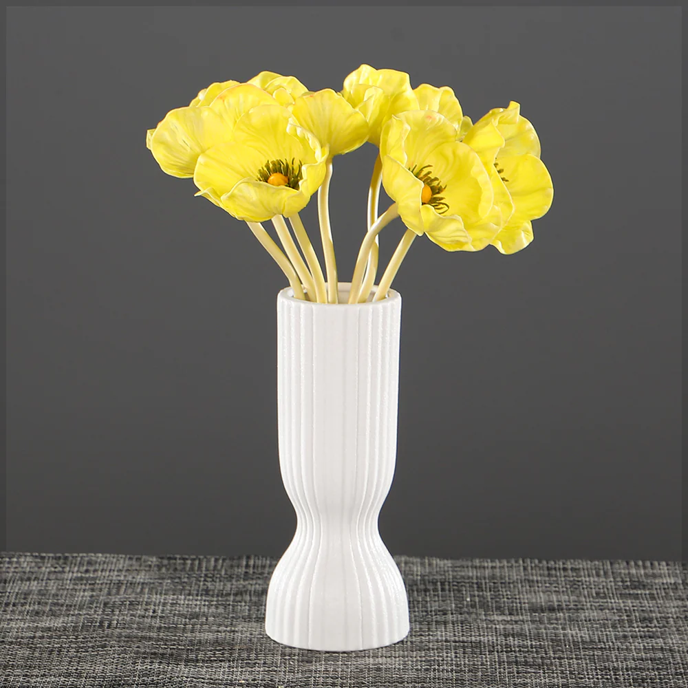 White Pleated Ceramic Vase - Image 4