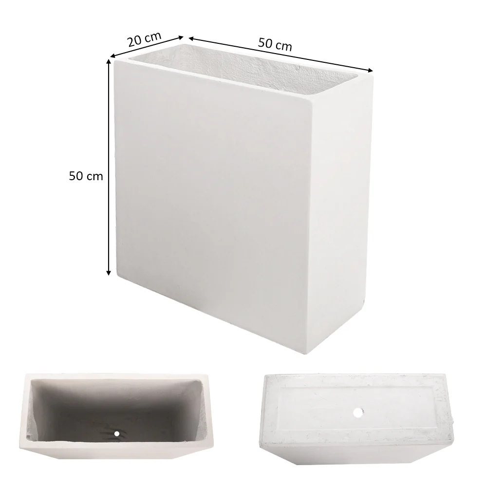 White Rectangular Concrete Pot - Image 2