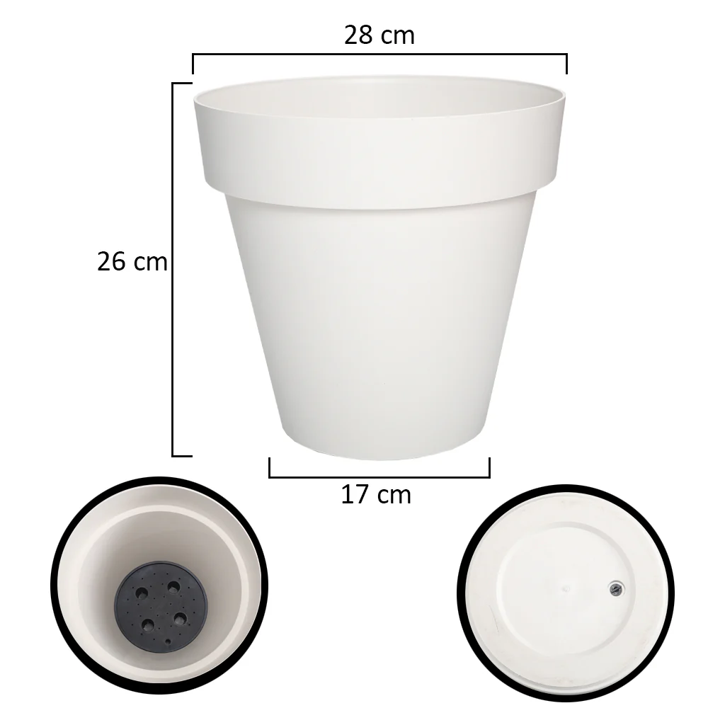 White Round Plastic Planter Pot - Image 6
