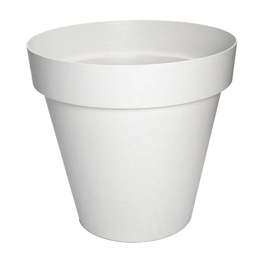 White Round Plastic Planter Pot - Image 8