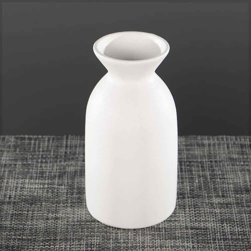 White Sake Bottle Shaped Ceramic Vase - Image 3