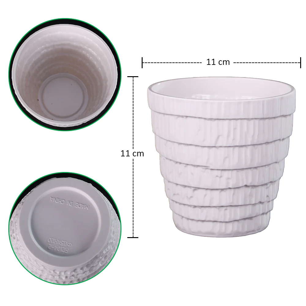White Small Plastic Pot - Image 2