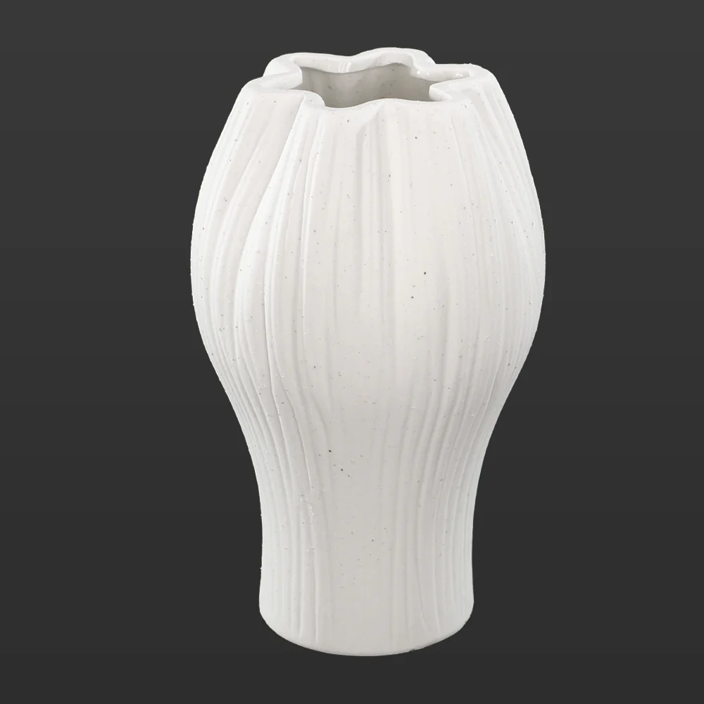 White Star Pattern Ceramic Vase - Image 3