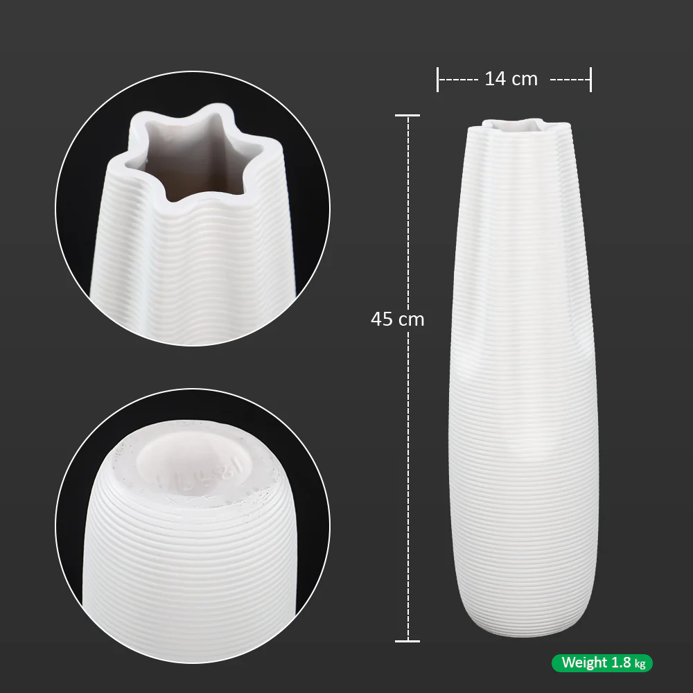 White Stripe Design Floor Vase(Flower Not Included) - Image 3