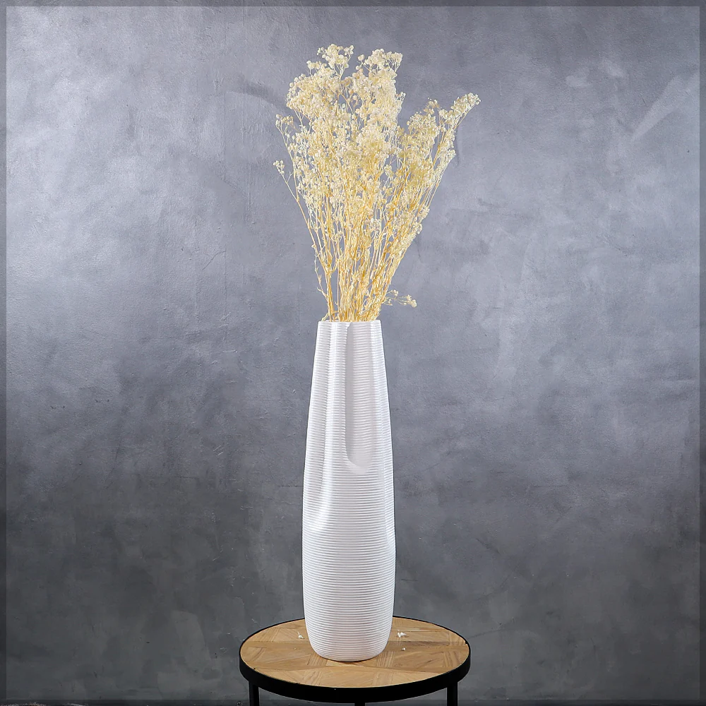 White Stripe Design Floor Vase(Flower Not Included) - Image 4