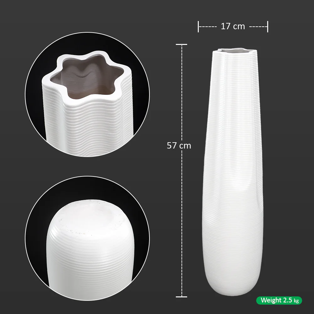 White Stripe Design Floor Vase(Flower Not Included) - Image 6