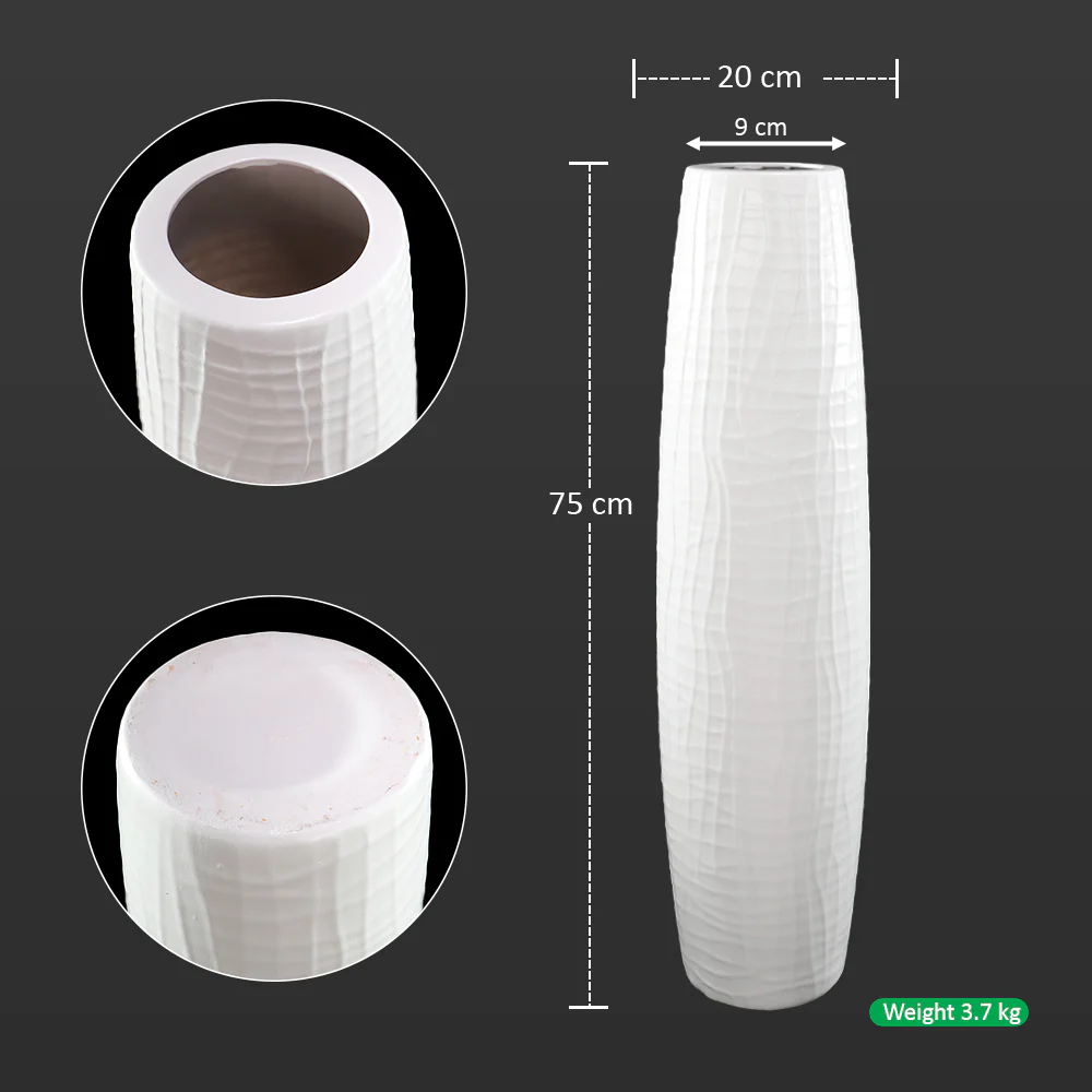 White Tall Floor Vase - Image 7