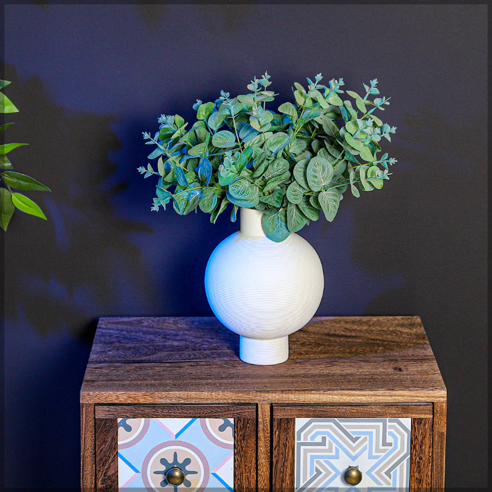 White Textured Ceramic Vase - Image 6