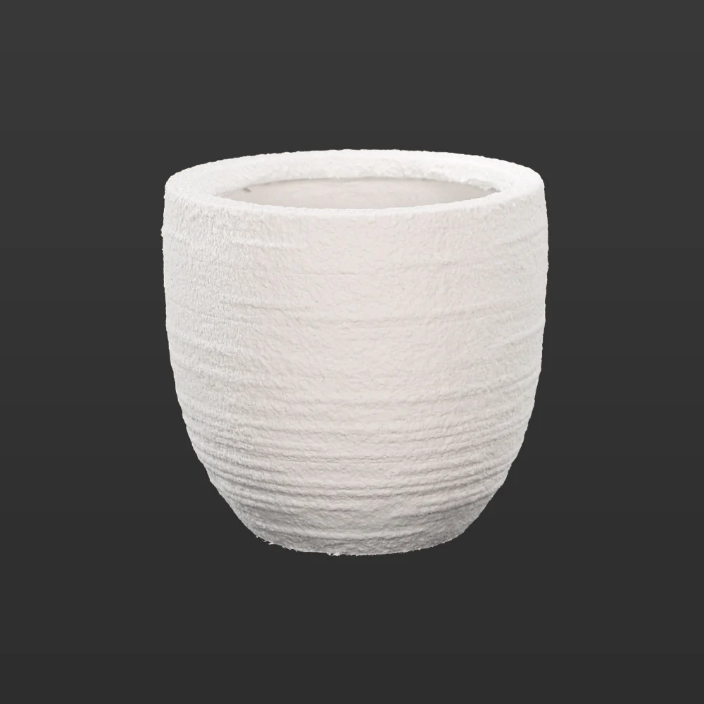 White Textured Round Planter Pot - Image 3