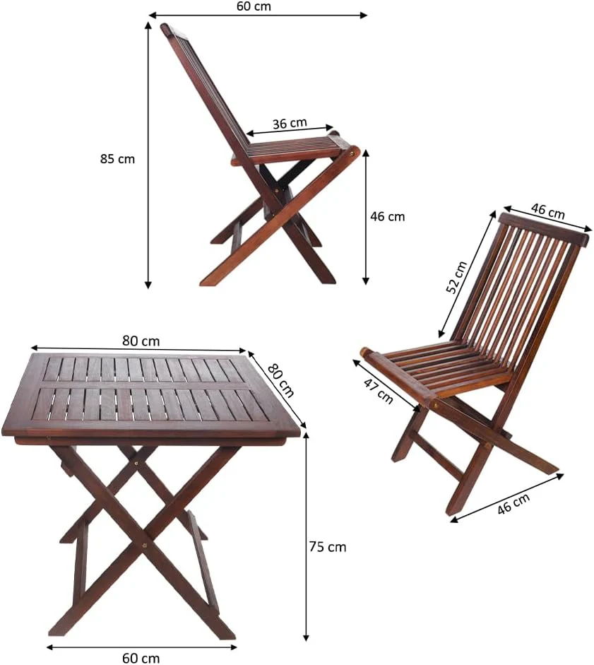 Wooden Table and Chair Set (2Chair & 1Table Set Only) - Image 3
