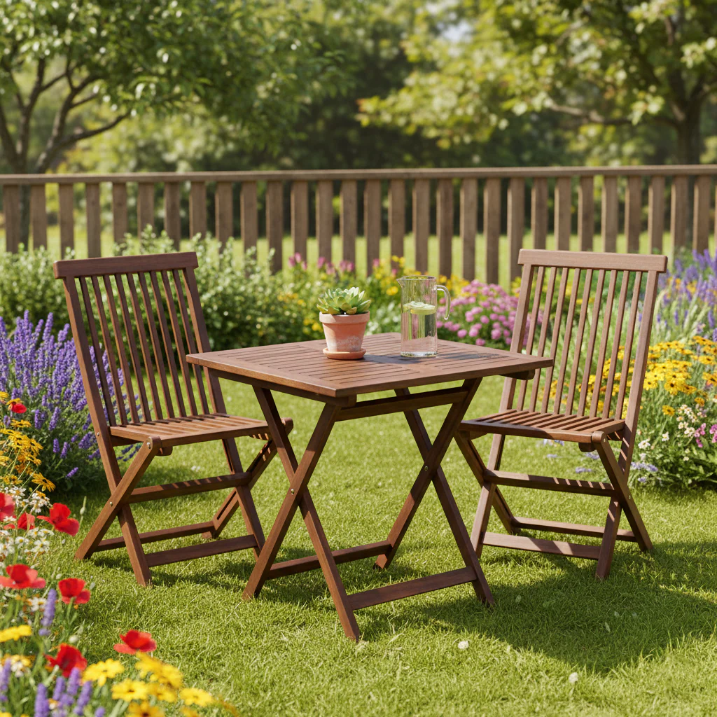 Wooden Table and Chair Set (2Chair & 1Table Set Only) - Image 9